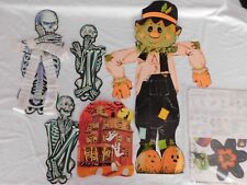 HALLOWEEN DIE CUT BEISTLE JOINTED DOUBLE SIDED SKELETON HAUNTED HOUSE VTG LOT