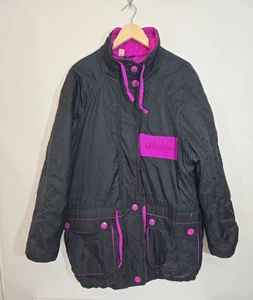 Gitano Outerwear Vintage 80er 90er Retro Nylon Skijacke schwarz lila Gr. Large - Bild 1 von 16