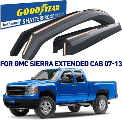 Protectores de lluvia viseras de ventilación para GMC Sierra 1500 2007-2013 cabina extendida Foto 1 de 4