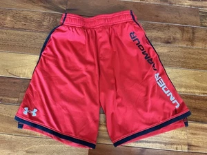 Under Armour Red Loose Athletic Shorts Size Youth Medium Silver Black - Picture 1 of 5