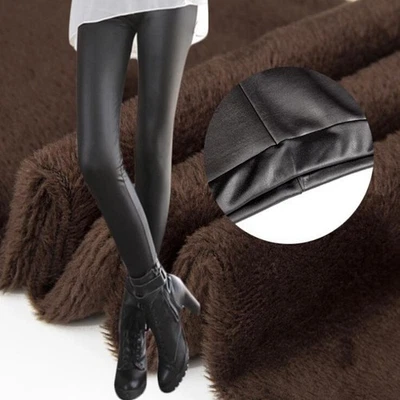 Damen Sexy Thermo Kunstleder Warm Fleece Vlies Leder Leather Leggings Leggins - Bild 1 von 4