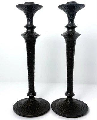 Подсвечники Pottery Barn Seville Pillar 2 кованые бронзовые металлические Brutalist 12 - Изображение 1 из 4