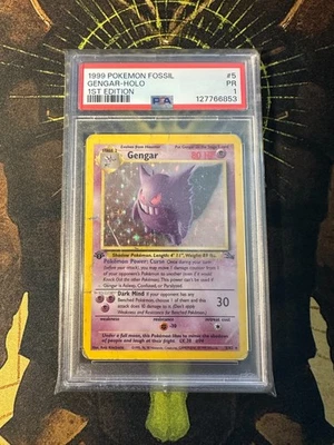 Pokemon Gengar 5/62 Fossil 1st Edition Vintage Holo PSA 1 - Image 1 of 2