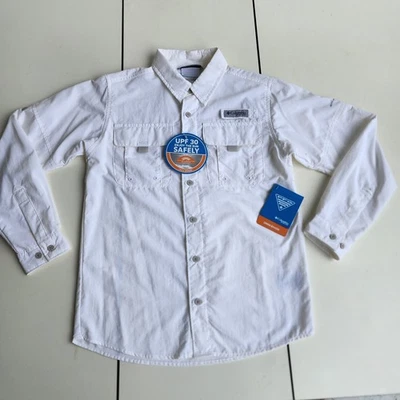 Camisa de pesca manga larga Columbia Bahama PFG UPF 50 niños blanca M (10/12) nueva con etiquetas Foto 1 de 4