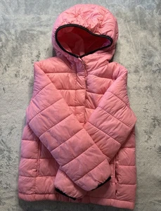 Mädchen Jugend Thereabouts rosa gefütterte Jacke Größe 8 mit Kapuze - Bild 1 von 2