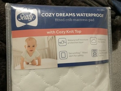 Funda Almohadilla Colchón Cuna Bebé Sealy Niño Acolchada Blanca, Algodón Orgánico Nueva Foto 1 de 4