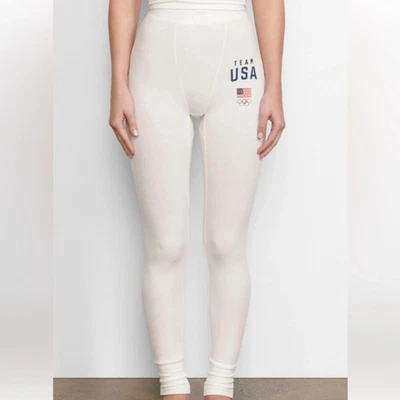 Leggings SKIMS Blancos Suave Salón Acanalados Equipo EE. UU. Olímpico Talla XL Foto 1 de 2