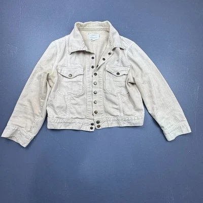 Chaqueta Denim Current/Elliott Para Mujer Talla 3 Juniors Beige Botón Delantero Hecha en EE. UU. Foto 1 de 4