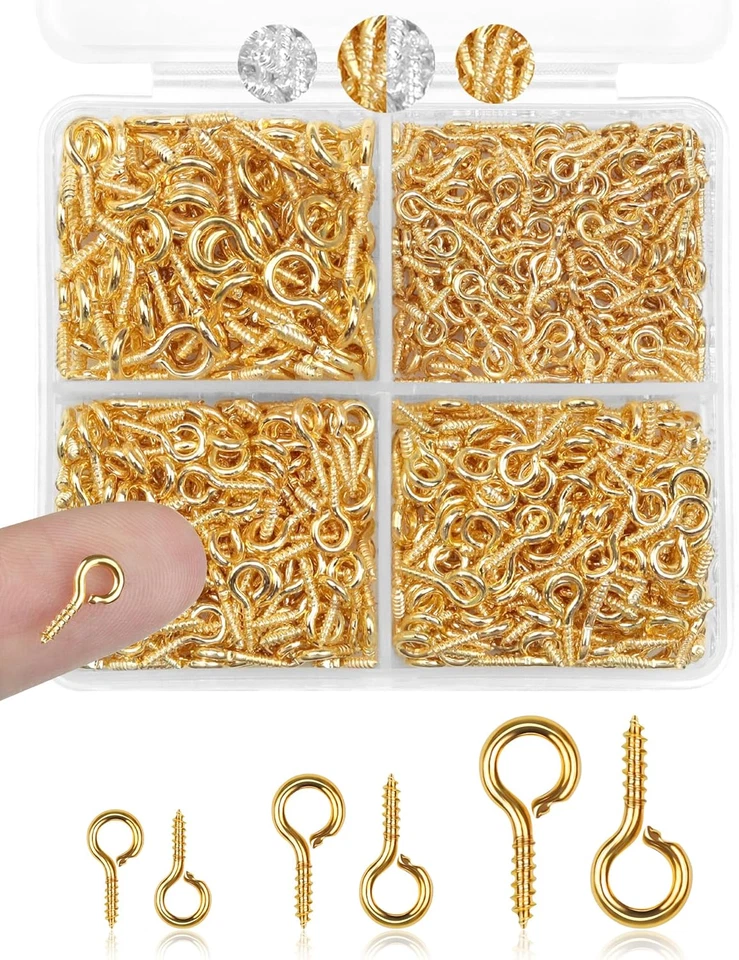 600 piezas pequeños pasadores de tornillo para hacer joyas y manualidades hágalo usted mismo, mini tornillos de ojal para  Foto 1 de 4