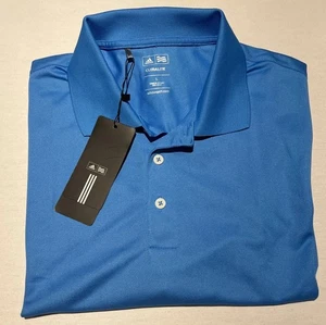 Adidas Golf Poloshirt Herren Größe L Climalite Einfarbig Blau Neu Mit Etikett - Bild 1 von 9