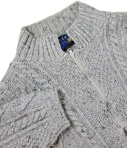 Maglione Vintage Tivoli Aran Uomo XLarge Beige Lana Full Zip Pescatore Maglia Cavo - Foto 1 di 9