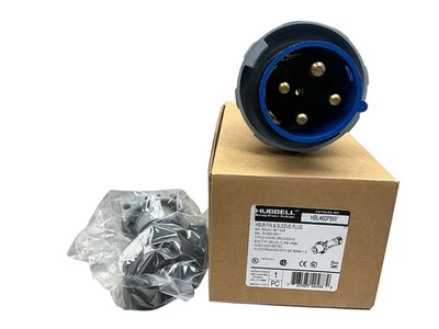 Hubbell HBL460P9W WATERTIGHT PIN AND SLEEVE PLUG 60A 3 PHASE 250VAC 3 POLE - Image 1 of 2