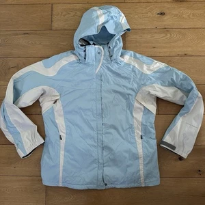 Columbia Jacket Women’s Large Blue Hooded Rain Coat Omni Tech Waterproof - Picture 1 of 12