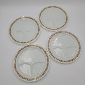 Set of 4 Vintage PYREX Tableware Divided Tiburon Pattern Grill Plates - Picture 1 of 11