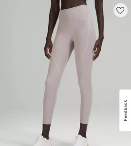 Lululemon Power Thru hoch geschnittene Leggings Nahtfarbe mauvegrau 12 gebraucht, in einwandfreiem Zustand Taschen - Bild 1 von 9