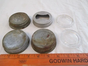 Vintage Lot of  ZINC And Glass Canning Jar Tops. Presto, Atlas, Boyd, Porcelain - Picture 1 of 16