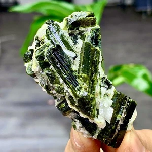 Esemplare minerale a grappolo cristallo di quarzo tormalina verde naturale 66G - Foto 1 di 23