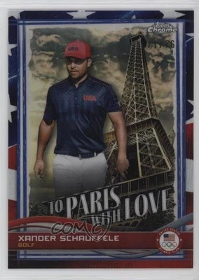 2024 Topps To Paris with Love US Flag Refractor /76 Xander Schauffele Rookie RC - Image 1 of 2
