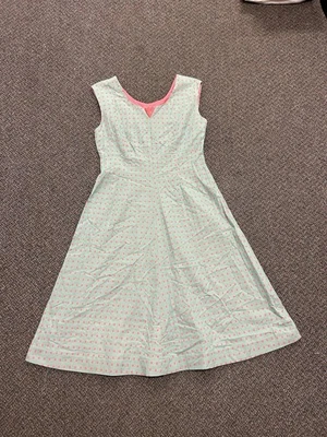 13 Vintage J. Peterman Dress Blue Pink Polka Dots Rockabilly Retro Pinup VLV - Image 1 of 4