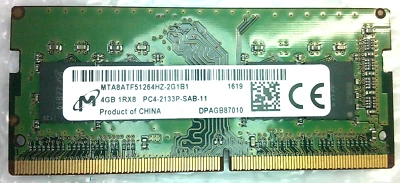 Micron 4GB PC4-2133P DDR4 SDRAM Memory PC-17000 SO-DIMM (MTA8ATF51264HZ-2G1B1) - Image 1 of 2