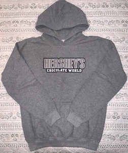 Hershey's Chocolate World Sweatshirt Hoodie Size Youth L/Large~Gray Heavy Blend - Picture 1 of 8