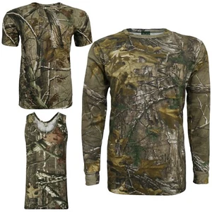 Mens Kids Jungle Camo T-Shirt Realtree Camouflage Fishing Top Long Sleeve Army - Picture 1 of 4