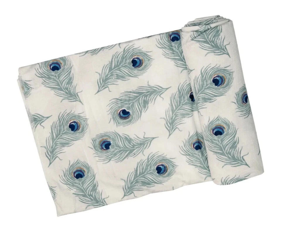 Angel Dear Baby Girl Peacock Feather Viscose Swaddle Blanket 45" x 45"NEW - Image 1 of 1
