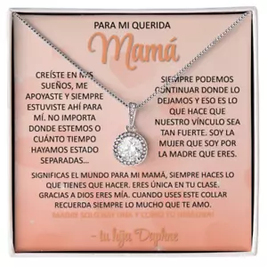 Regalo Personalizado De Hija Para Mama Mujer Collar 14K Oro Navidad Cumpleaños - Picture 1 of 10