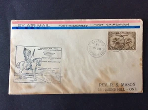 Cubierta de primer vuelo BroadviewStamps Canadá. Fort Chipewyan-Fort McMurray. Manchado - Imagen 1 de 2