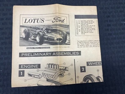 IMC 1963 Lotus Powered by Ford Indianapolis Racing Car Instructions Original - Image 1 of 2