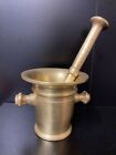 VINTAGE HEAVY SOLID BRASS APOTHECARY MORTAR AND PASTLE WITH HANDLES