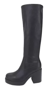 Soda Women Block Chunky Heel Knee High Boots Platform Side Zipper SONIA-H Black - Picture 1 of 4