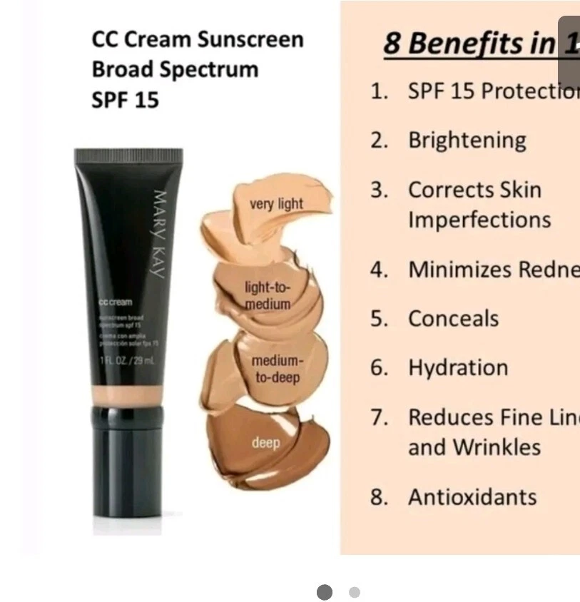Mary Kay CC Cream Sunscreen Broad Spectrum SPF 15*Very Light Corrector De Color  - Image 1 of 2