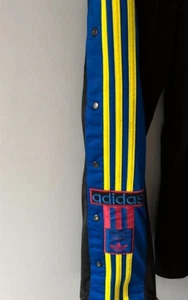 Vintage Adidas Adibreak Womens Track Pants Black Yellow Side Button Logo Size M - Picture 1 of 7