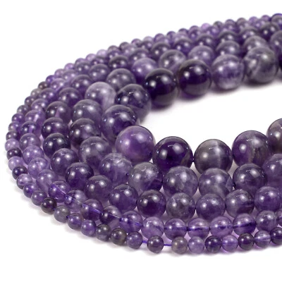 Natural Amethyst Beads Strand Round For Jewelry Making 4mm 6mm 8mm 10mm 12mm - Image 1 of 3