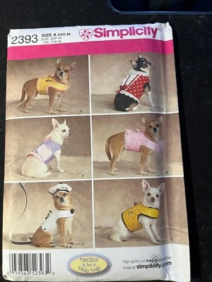 Simplicity Sewing Pattern-Dog CLothes-6 views.  Size - XXS to Medium - new uncut - Image 1 of 2