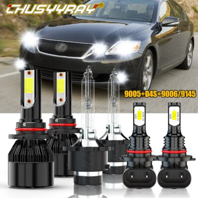 For 2007-2011 Lexus GS350 -6pc Front LED HID Headlight High Low & Fog Light Bulb - Image 1 of 4