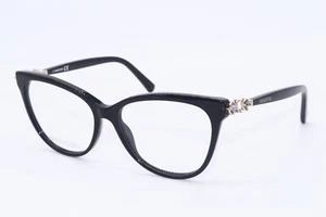 NEW SWAROVSKI SK 5441 001 BLACK GOLD CRYSTALS AUTHENTIC FRAMES EYEGLASSES 55-15 - Picture 1 of 4