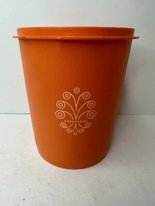 Vintage Tupperware Orange Harvest Servalier Canister 809-6 No Lid - Picture 1 of 6