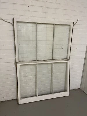 Pair Of Reclaimed Edwardian 3 Panel Wooden Panel Sash Window 1062x730 1062x760 - Image 1 of 4