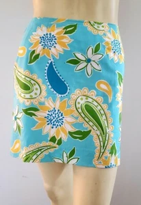 SALE Lilly Pulitzer skirt sz 0 turquoise floral cotton - Picture 1 of 6