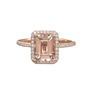 14 Karat Rosévergoldeter simulierter rosa Morganit Solitär Damen Ring 1️⃣ - Bild 1 von 4