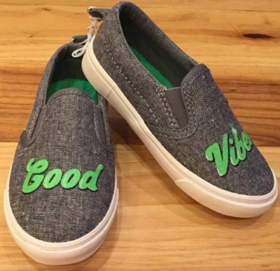Old Navy Boys Size 5 (Toddler) Canvas Slip-On Shoes. Denim Cool Vibes Shoes. Nwt - Image 1 of 4