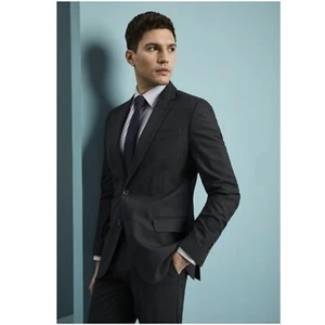 Simon Jersey Men's Modern Fit Two Button Jacket in Charcoal - Size 50in Chest - Picture 1 of 14