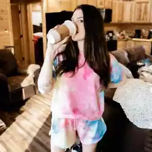 KATYDID TIE DYE PINK, YELLOW AND BLUE LOUNGEWEAR SET- SIZE LARGE-SO CUTE!!! - Picture 1 of 3