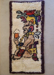 Peruvian Wool Tapestry – Indigenous Seated Inca Warrior Image - Picture 1 of 11