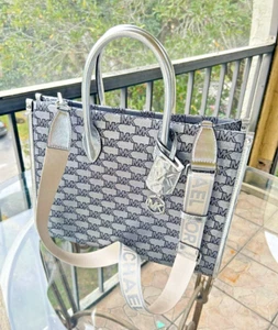 Michael Kors Mirella Medium Tote Satchel Shoulder Bag Handbag Purse MK Silver - Picture 1 of 11