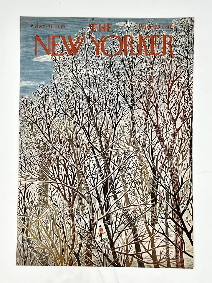 Original Jan 31, 1959 New Yorker Cover: Cross Country Skiing in the Woods - Image 1 of 1