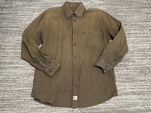 Timberland Shirt Adult Medium Brown Plaid  Long Sleeve Pocket Button Casual Mens