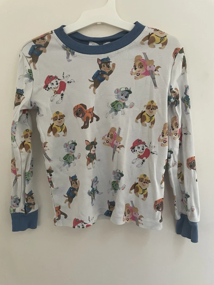 Pottery Barn Kids Paw Patrol Boys Chase Marshall Skye 100% Cotton PJ Top White 6 - Image 1 of 4
